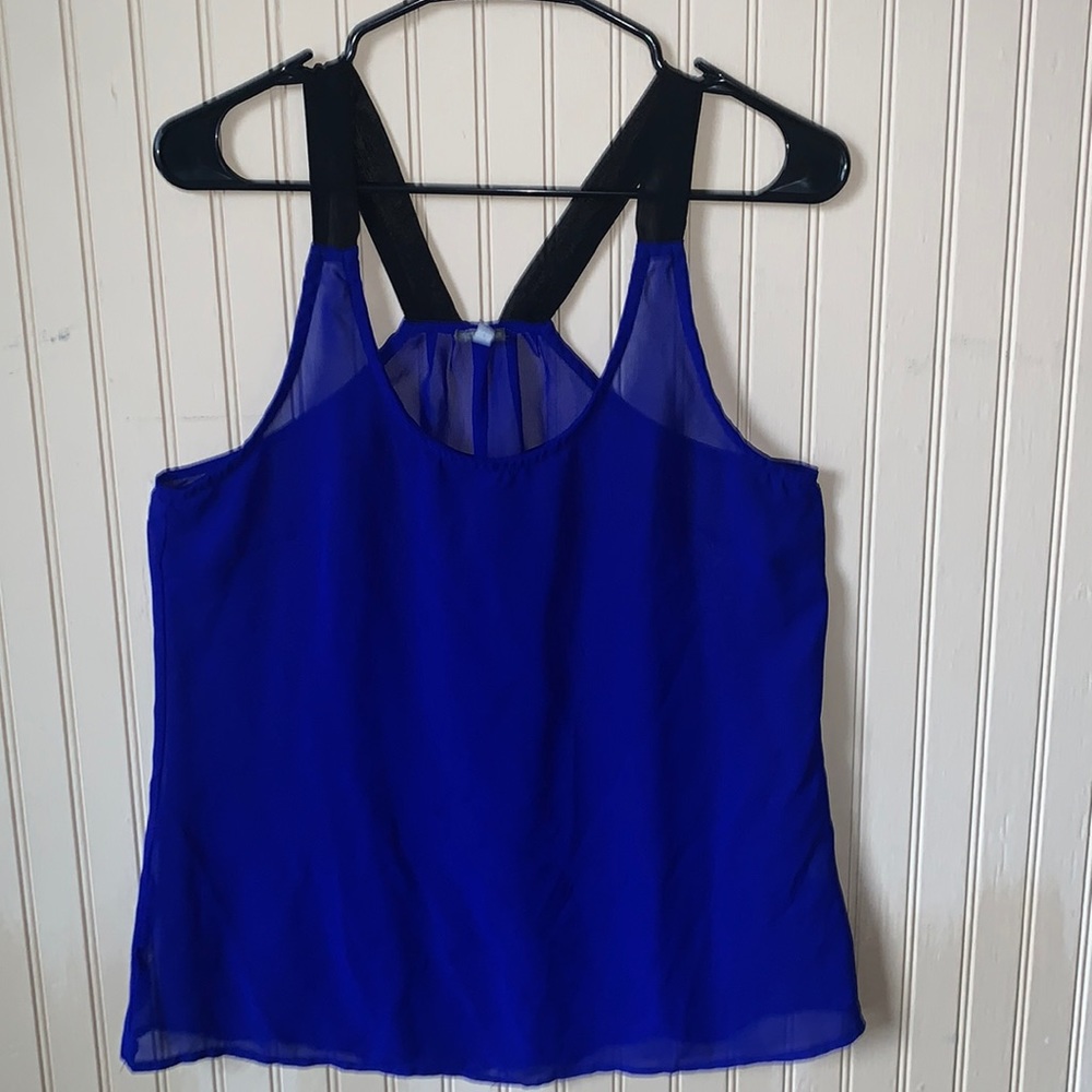 Charlotte Russe Sheer Royal Blue & Black Tank Top Sz. M